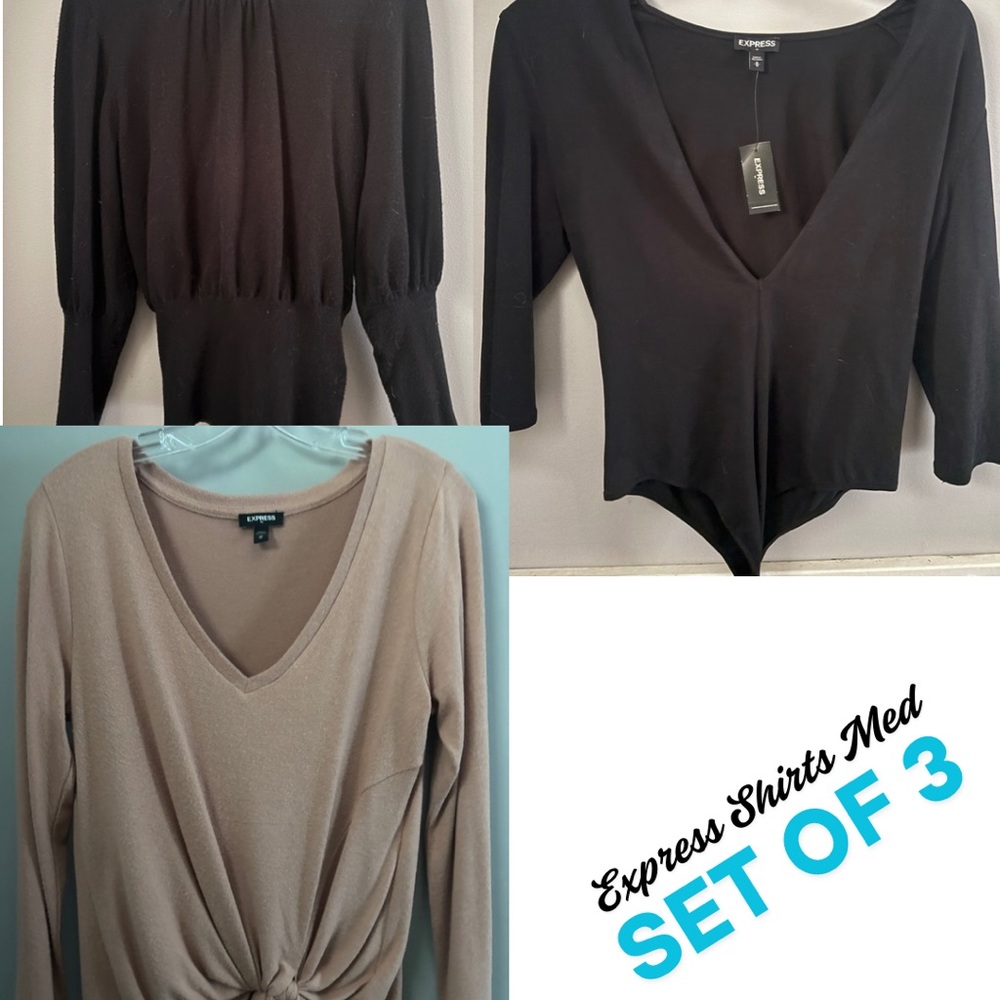 Express Women's Black and pink Tops Set